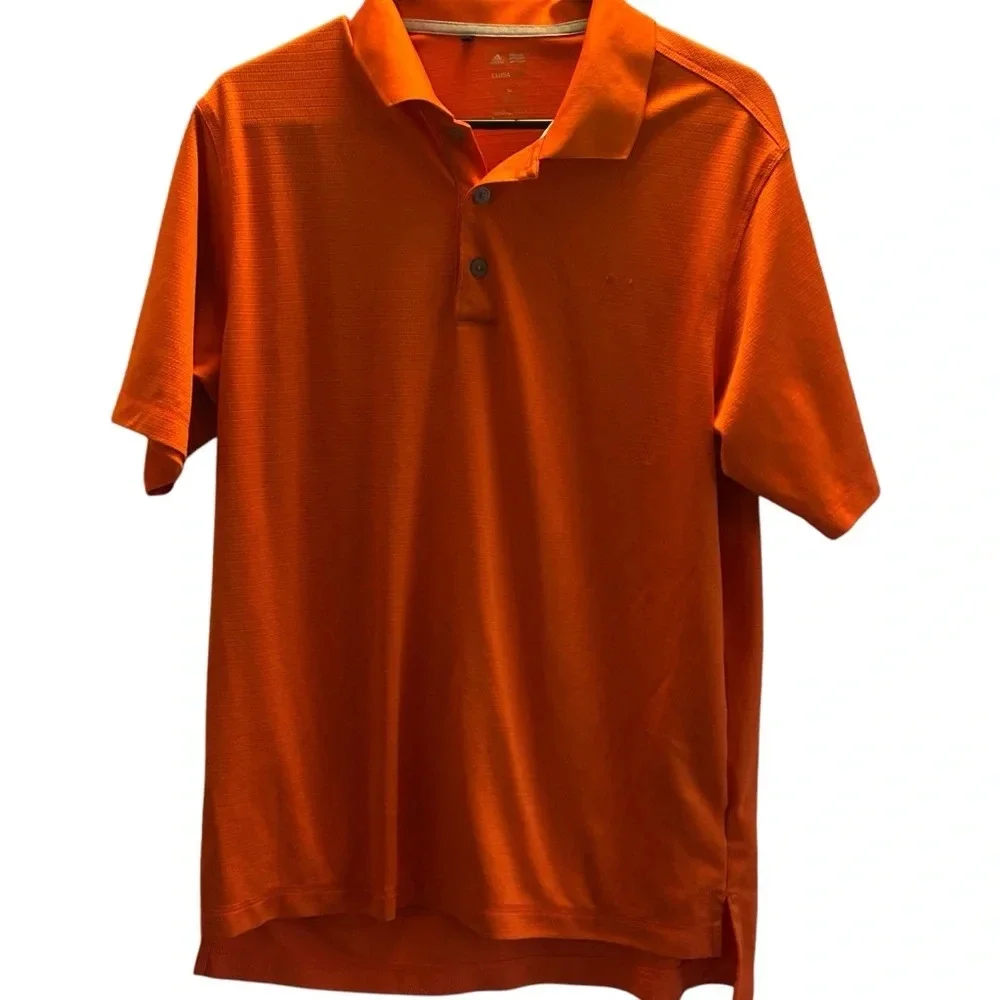 Adidas Men’s Orange Climalite Polo Golf Shirt Medium Sporty